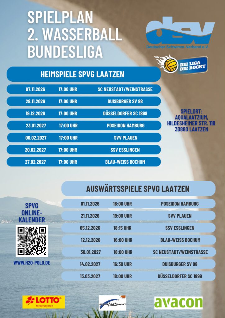Spielplan 2. Wasserball Bundesliga 2026/2027